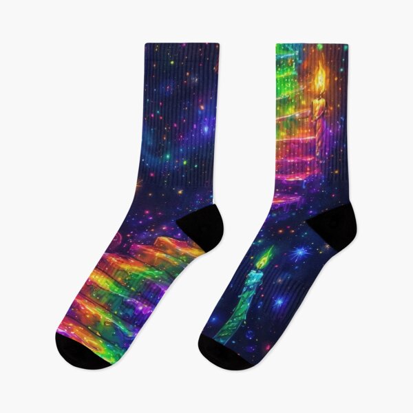 Item preview, Rainbow staircase with glowing candles leading to the cosmos designed and sold by Mianku | Für das Leben.