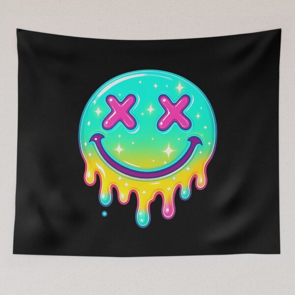 Artikelvorschau, Schmelzender Neon-Smiley – Nirvana-inspirierte Vaporwave-Fan-Kunst entworfen und verkauft von AddictiveDesign.