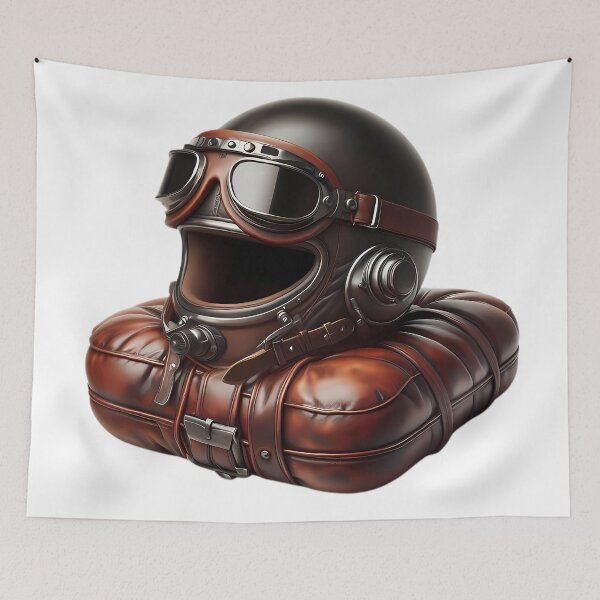 Item preview, Vintage Biker Gear Helmet Goggles Leather Art designed and sold by DrawDrip.
