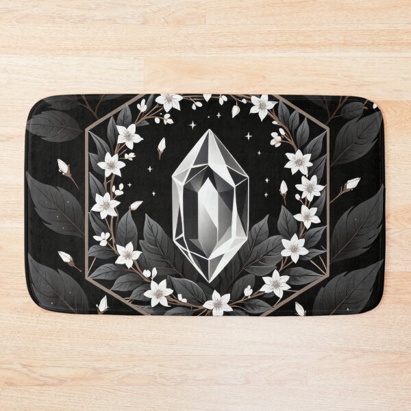 Item preview, Botanical Crystal Geometry – Minimal Dark Floral Art designed and sold by Visualynx.