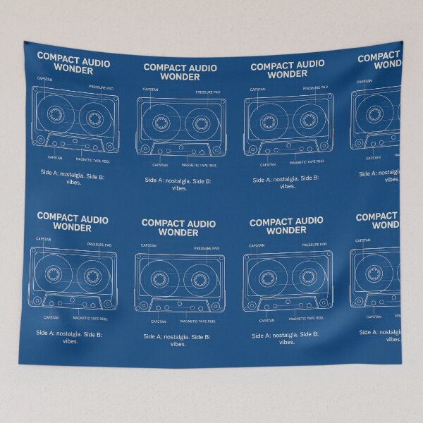 Item preview, Compact Audio Wonder – Cassette Tape Blueprint Poster designed and sold by Grand Illusions.