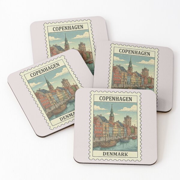Item preview, Vintage Copenhagen Stamp – Nyhavn Canal & Round Tower designed and sold by allaboutstamps.