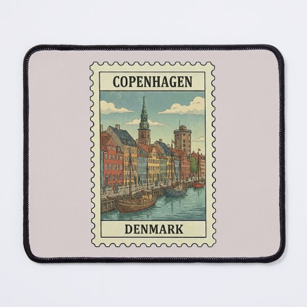 Item preview, Vintage Copenhagen Stamp – Nyhavn Canal & Round Tower designed and sold by allaboutstamps.
