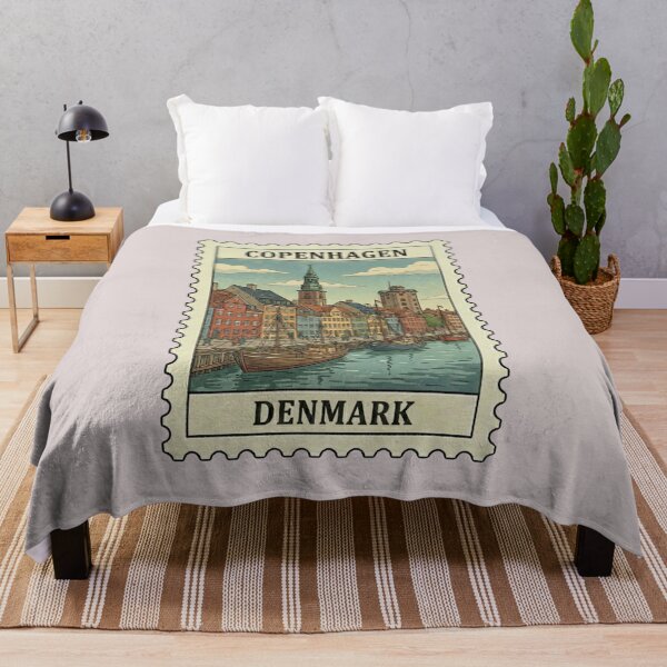 Item preview, Vintage Copenhagen Stamp – Nyhavn Canal & Round Tower designed and sold by allaboutstamps.