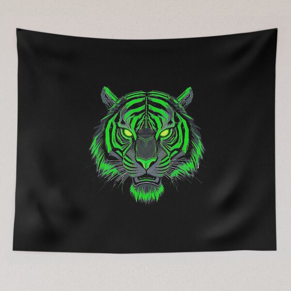 Item preview, Cyberpunk Tiger | Neon Vector Circuit Stripes designed and sold by ColorSplash123.