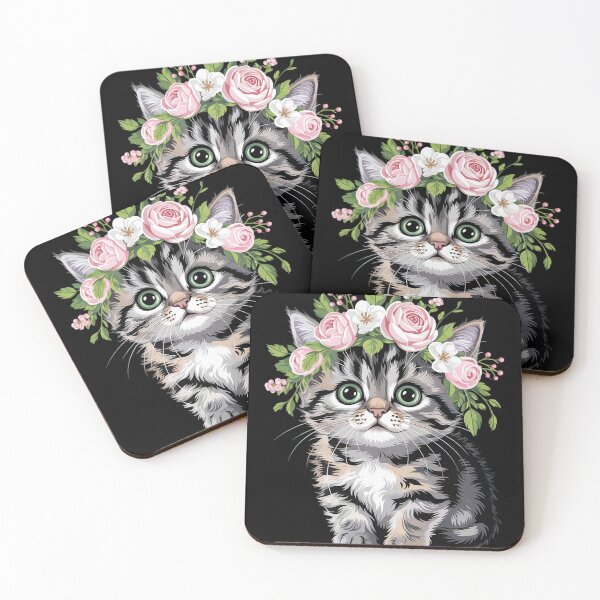 Item preview, Cute Kitten With Floral Crown Cat  designed and sold by RoyTill0Art.