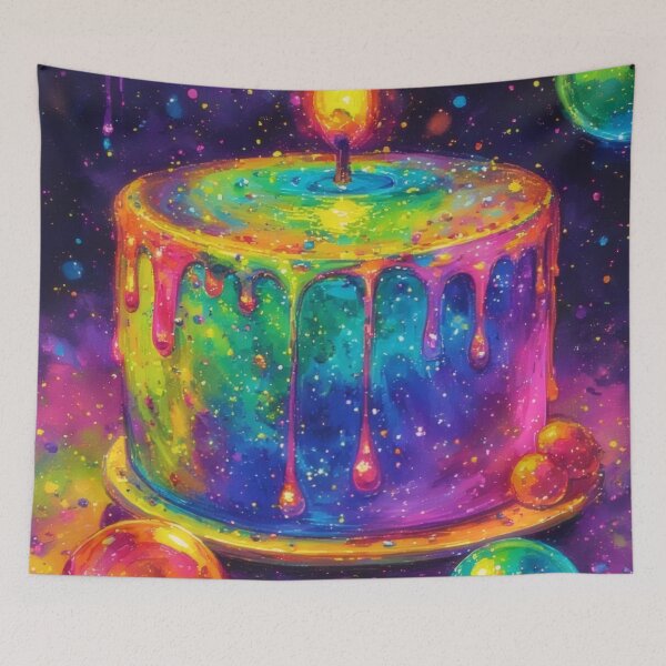 Item preview, Colorful birthday cake with a lit candle designed and sold by Mianku | Für das Leben.