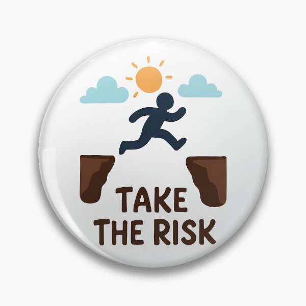 Item preview, Motivational Take the Risk Quote with Cliff Jump Graphic. designed and sold by The-T-In-Retro.
