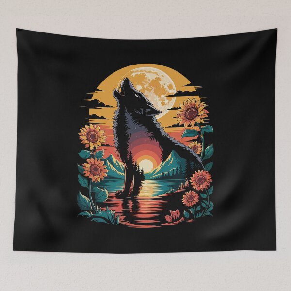 Item preview, Cute Wolf Floral Sunflower Wolves1  designed and sold by RoyTill0Art.