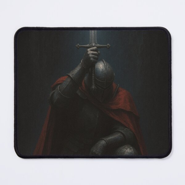 Item preview, Kneeling Knight of Devotion – Dark Gothic Medieval Sword Art designed and sold by Visualynx.