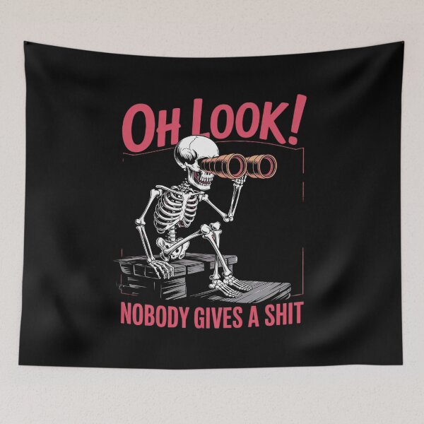 Item preview, Synthwave Skeleton Oh Look Nobody Gives A Shit  designed and sold by MarryIsMonth.