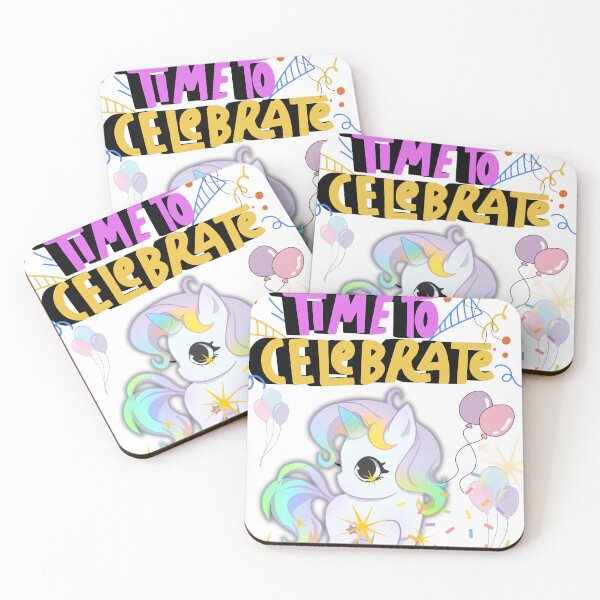 Item preview,  Time To Celebrate - Cute Rainbow Unicorn Party Design White designed and sold by Extremeallie.