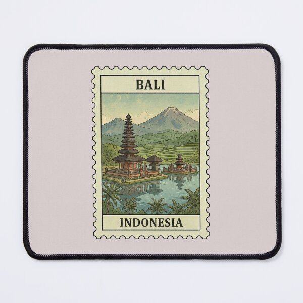 Item preview, Vintage Bali Stamp – Water Temple & Rice Terraces designed and sold by allaboutstamps.