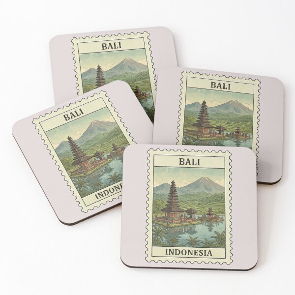 Item preview, Vintage Bali Stamp – Water Temple & Rice Terraces designed and sold by allaboutstamps.