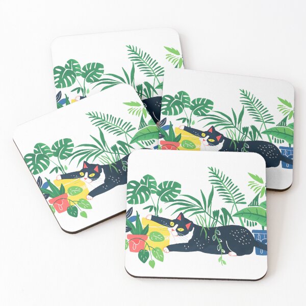 Item preview, Tuxedo Cat with house plants designed and sold by xiao xuans.