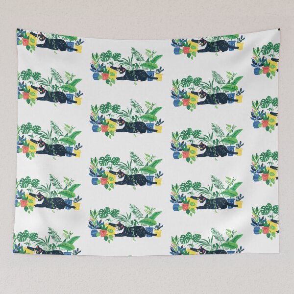 Item preview, Tuxedo Cat with house plants designed and sold by xiao xuans.