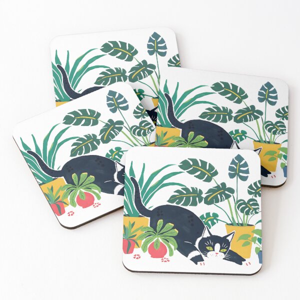 Item preview, Tuxedo Cat with house plants designed and sold by xiao xuans.
