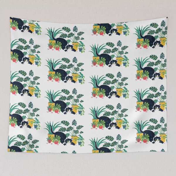 Item preview, Tuxedo Cat with house plants designed and sold by xiao xuans.