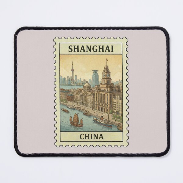 Item preview, Vintage Shanghai Stamp – The Bund & Pudong Skyline designed and sold by allaboutstamps.