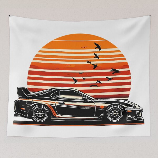 Item preview, JDM Sports Car Retro Sunset Striped Art designed and sold by DrawDrip.