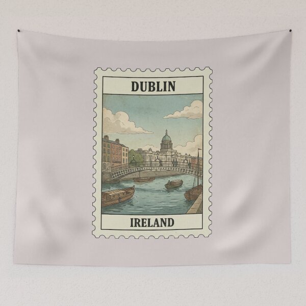 Item preview, Vintage Dublin Stamp – River Liffey  designed and sold by allaboutstamps.