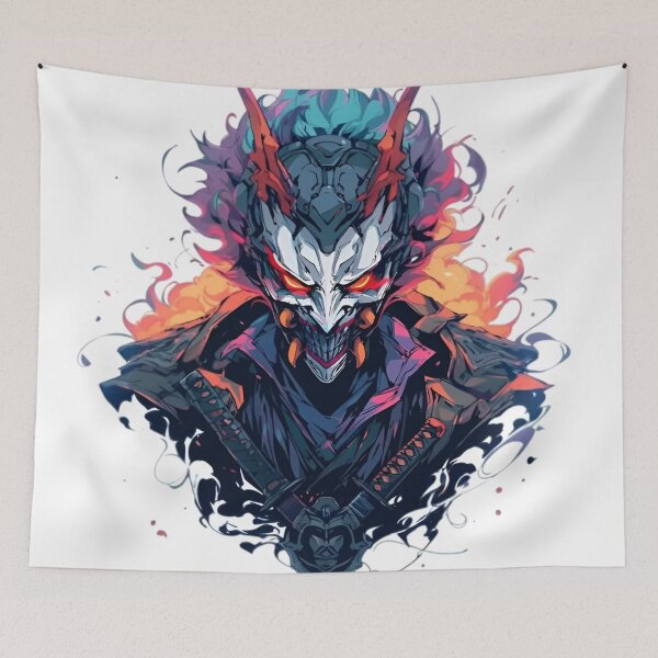 Item preview, Infernal Oni Samurai – Neon Demon Warrior Art designed and sold by Dyan4.
