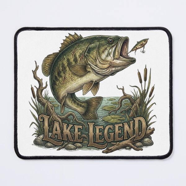 Item preview, Vintage Lake Legend Largemouth Bass Fishing Illustration designed and sold by EverBranz-stor.