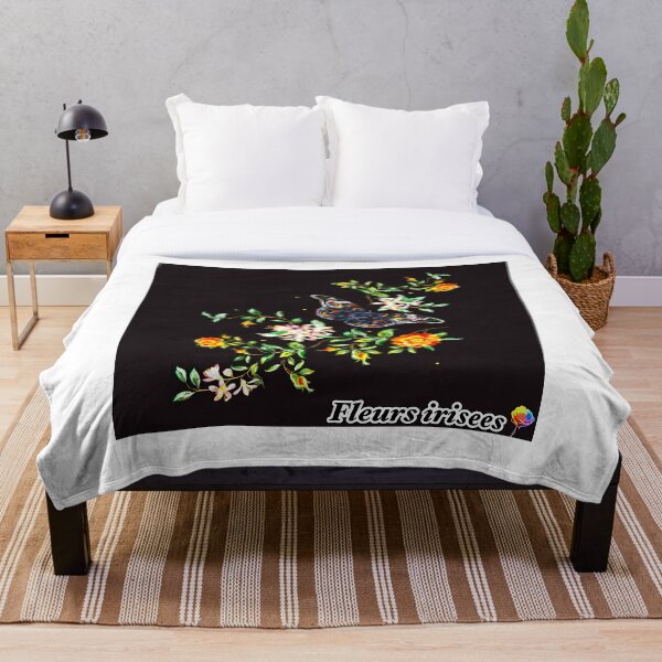 Item preview, Exquisite Butterfly with Botanical Flowers on Black - Traditional Asian-Inspired Nature Art designed and sold by Fleurs irisees.