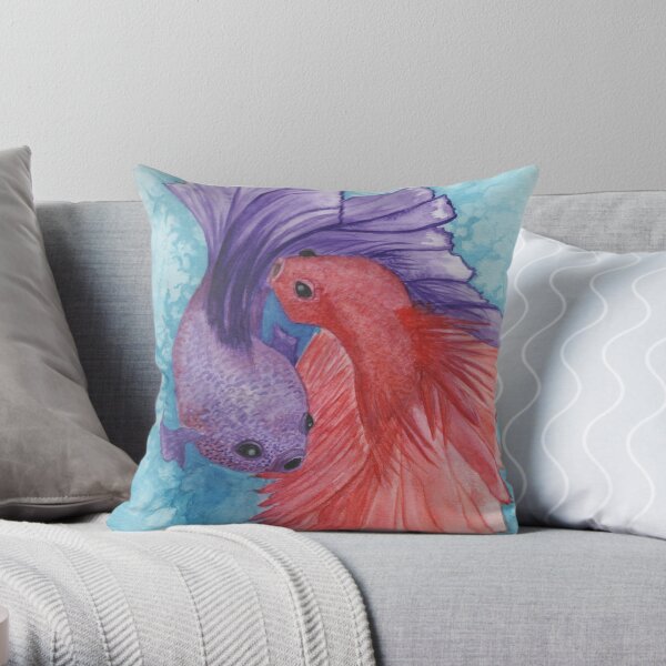 Beta fish, commission, watercolor Throw Pillow