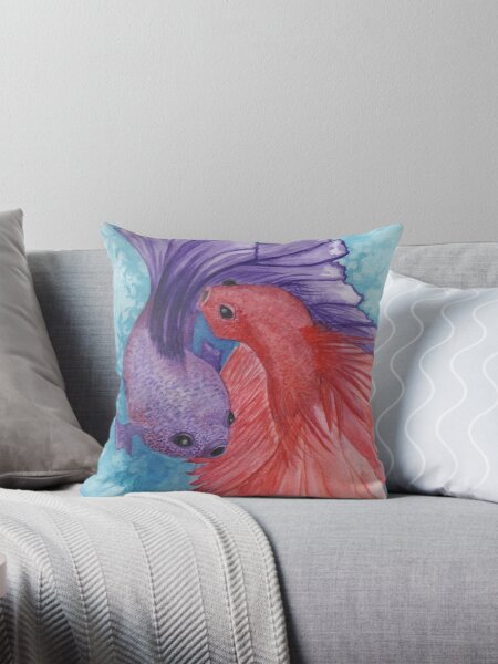 Beta fish, commission, watercolor Throw Pillow