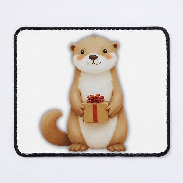 Item preview, Very Cute Christmas Otter Holding a Gift – Cozy Holiday Animal Art designed and sold by Otterly Cute.