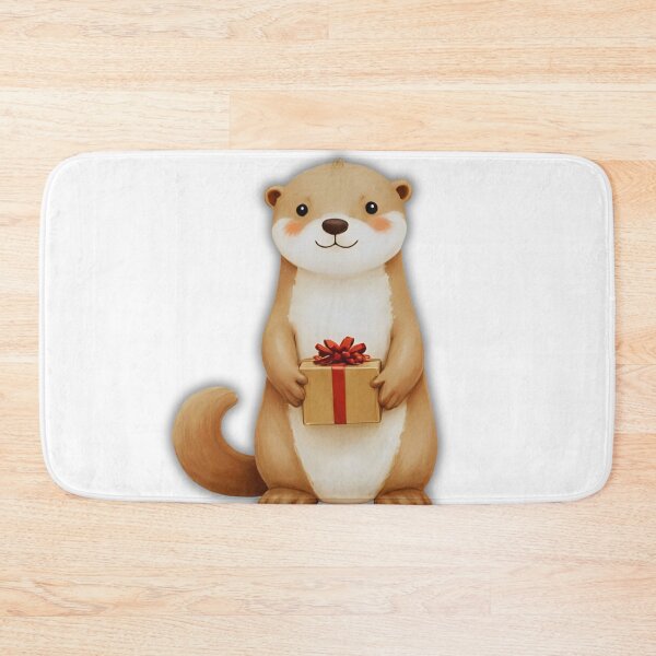 Item preview, Very Cute Christmas Otter Holding a Gift – Cozy Holiday Animal Art designed and sold by Otterly Cute.