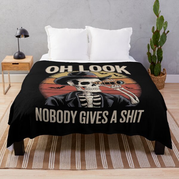 Item preview, Oh Look Nobody Gives A Shit Trendy Skeleton Meme designed and sold by MarryIsMonth.