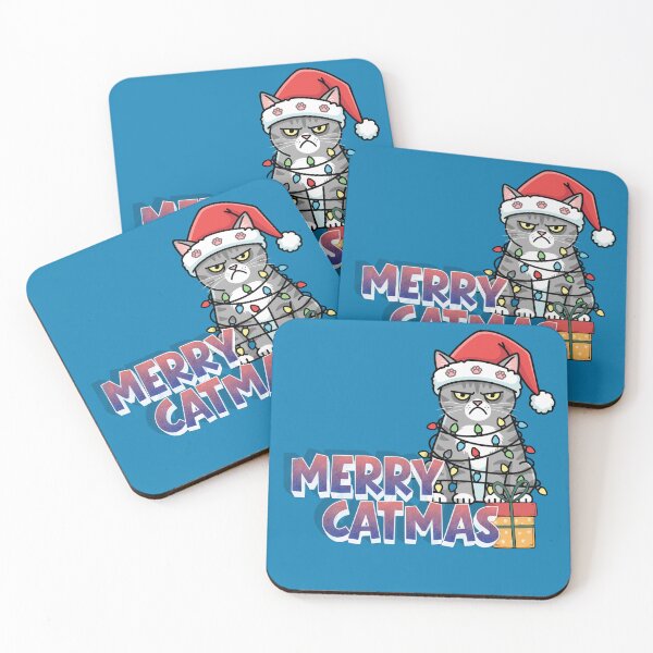 Item preview, Merry Catmas – Grumpy Cat Wrapped in Christmas Lights designed and sold by ViYa1.