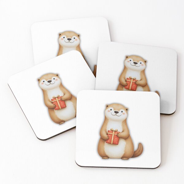 Item preview, Adorable Otter with Christmas Present – Cute Holiday Vibes Design designed and sold by Otterly Cute.