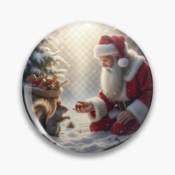 Item preview, Santa Claus Feeding a Squirrel in the Winter Forest – Christmas Magic and Nature's Gentleness designed and sold by Studiocolors.