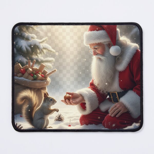 Item preview, Santa Claus Feeding a Squirrel in the Winter Forest – Christmas Magic and Nature's Gentleness designed and sold by Studiocolors.