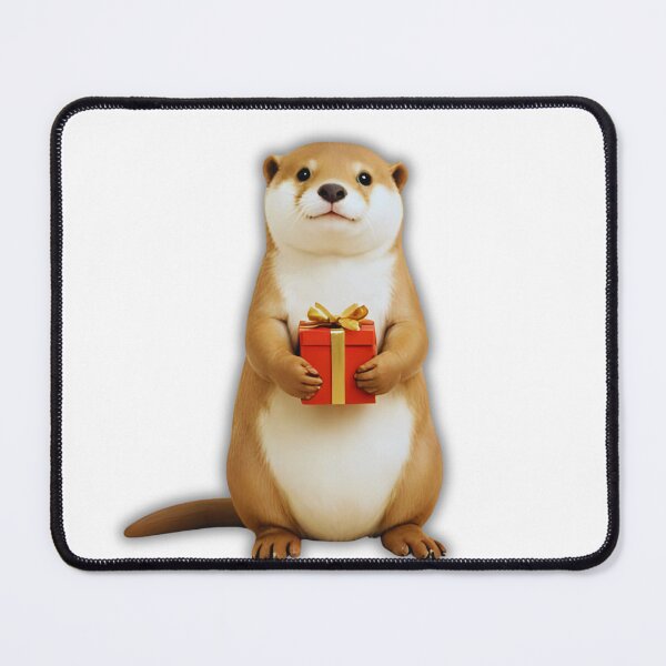 Item preview, Cute Otter Holding a Christmas Gift – Wholesome Winter Artwork designed and sold by Otterly Cute.