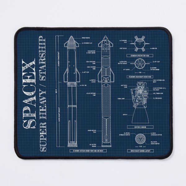 Item preview, SpaceX: Super Heavy / Starship (Vertical Navy Blueprint) designed and sold by BGALAXY.
