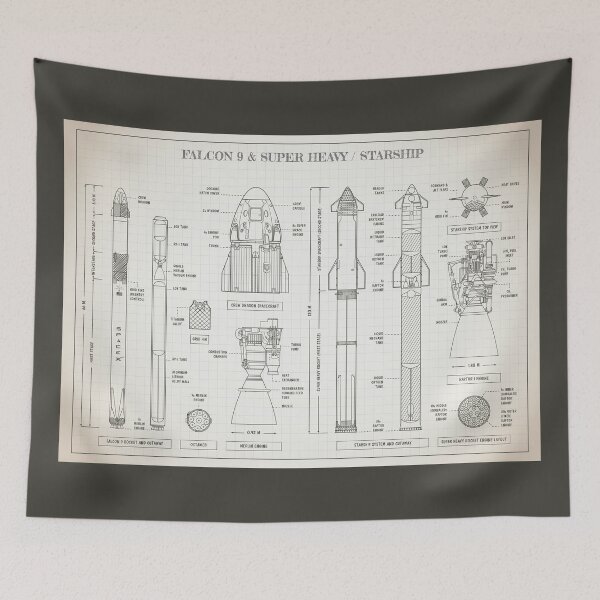 Item preview, SPACEX: Falcon 9 & Super Heavy / Starship (Light Ivory) designed and sold by BGALAXY.