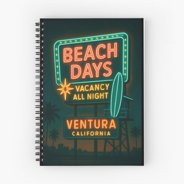 Item preview, Ventura Neon Motel Poster - Beach Days Night Glow Vibes designed and sold by Cosmopolis.