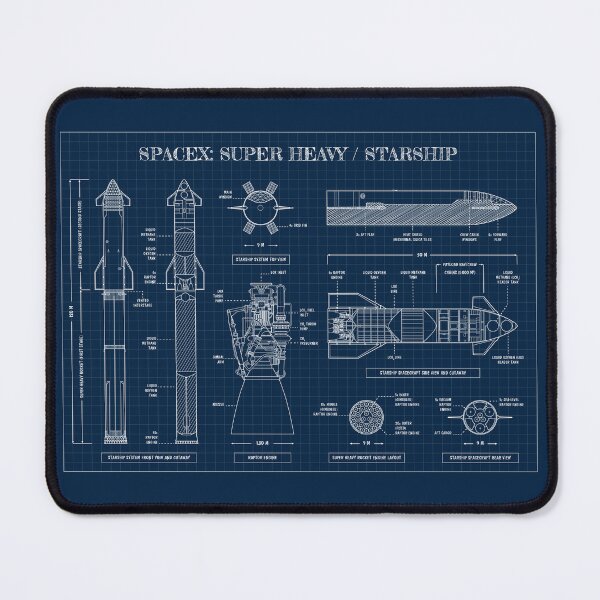 Item preview, SPACEX: Super Heavy / Starship (Navy Blueprint) designed and sold by BGALAXY.