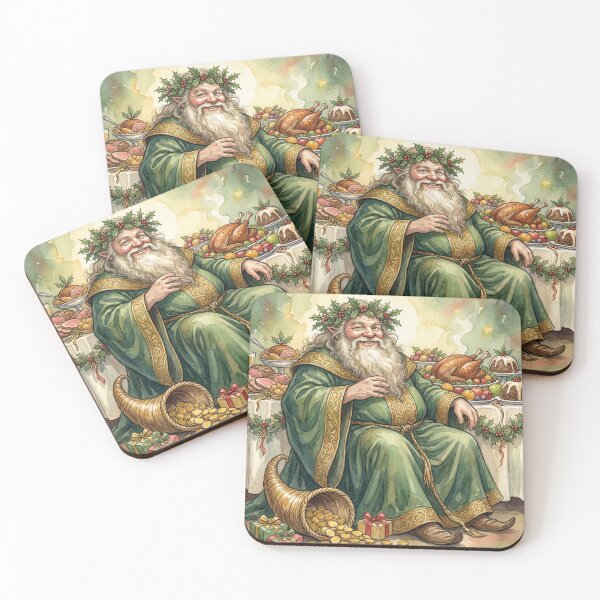 Item preview, Jolly Spirit Christmas present from a Christmas Carol characters from Dickens series illustration watercolor art designed and sold by Vintage Designs +.