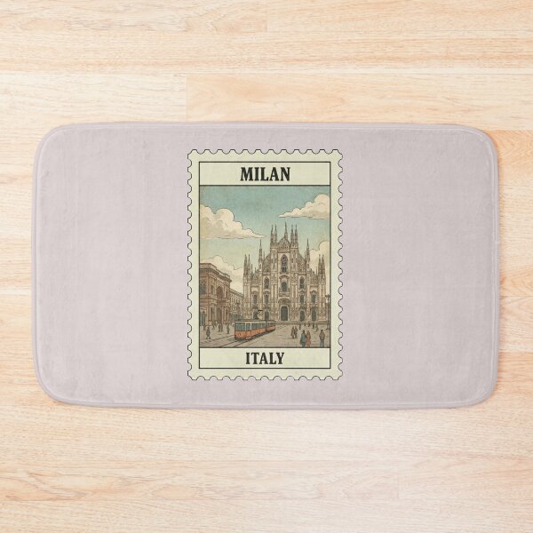 Item preview, Vintage Milan Stamp – Duomo Cathedral & Retro Tram designed and sold by allaboutstamps.