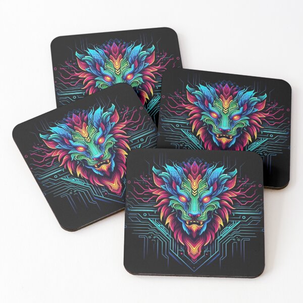 Item preview, Neon Cyber Lion – Futuristic Tech Beast Artwork designed and sold by Dogandesighn.