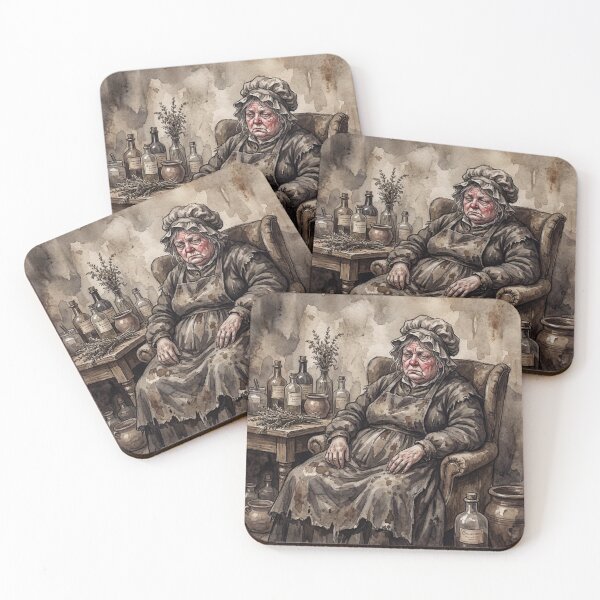 Item preview, Sarah Gamp from Martin Chuzzlewit characters from Dickens series illustration watercolor art designed and sold by Vintage Designs +.