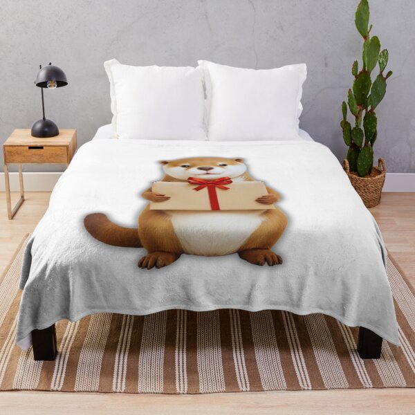 Item preview, Happy Otter with Christmas Gift – Cute Holiday Animal Aesthetic designed and sold by Otterly Cute.