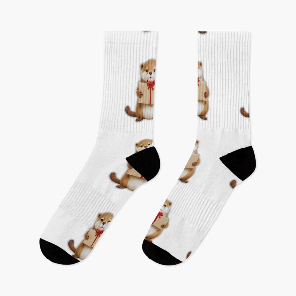 Item preview, Happy Otter with Christmas Gift – Cute Holiday Animal Aesthetic designed and sold by Otterly Cute.