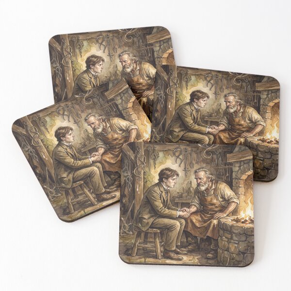 Item preview, Forge Reconciliation scene from David Copperfield Characters from Dickens series illustration watercolor art designed and sold by Vintage Designs +.