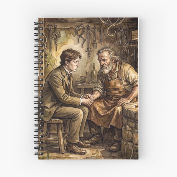 Item preview, Forge Reconciliation scene from David Copperfield Characters from Dickens series illustration watercolor art designed and sold by Vintage Designs +.